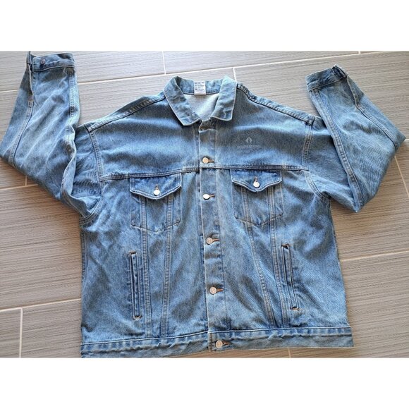 Vintage International Denim Jacket X-Large USA Cotton Embroidered Semi Trucker - Picture 9 of 13